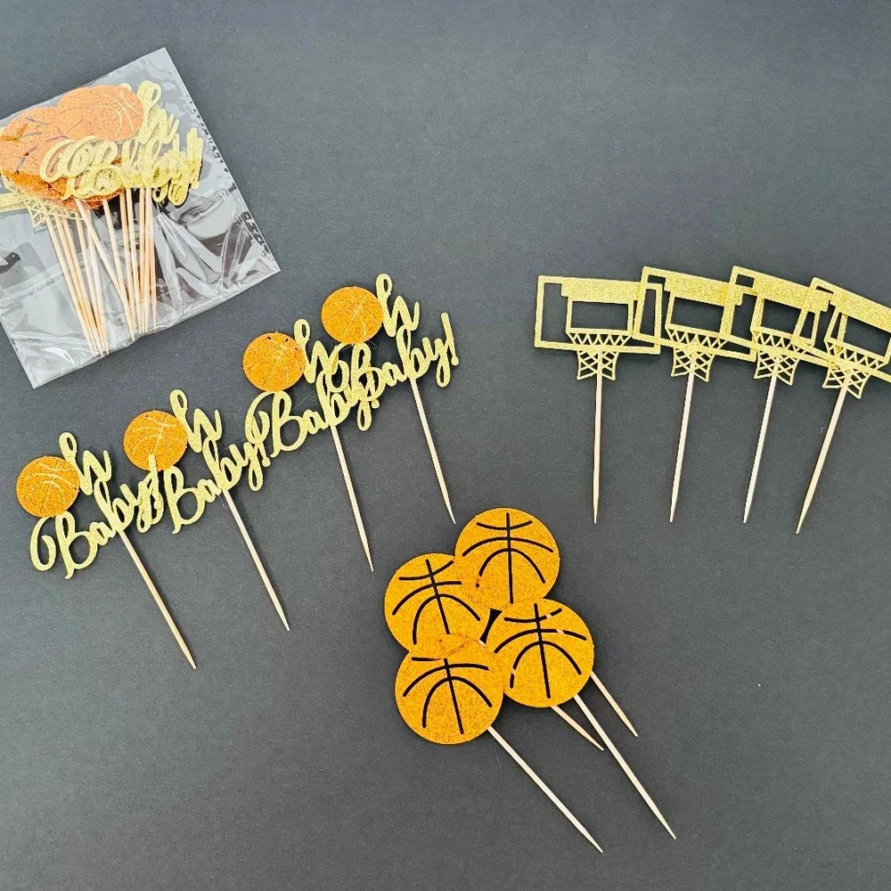 NEW 24 PCS Basketball Oh Baby Cupcake Toppers